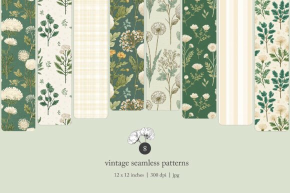 Download Vintage Green Dandelion Seamless Pattern - Dandelion Collection