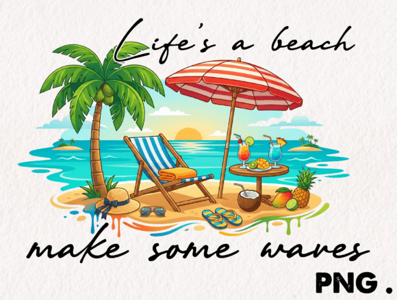 Download Life's a Beach Make Some Waves PNG, - Premium Bundle