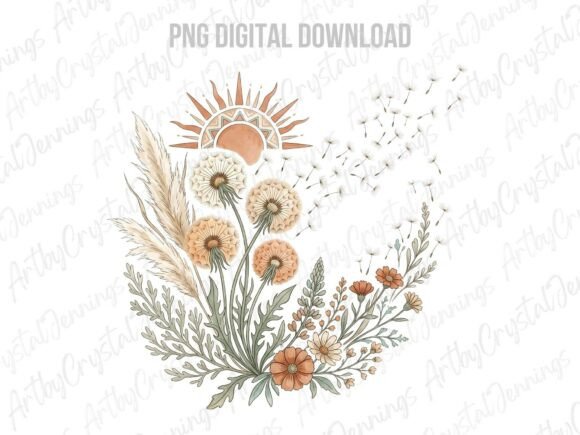 Download Boho Dandelion Sun Floral PNG - Dandelion Collection